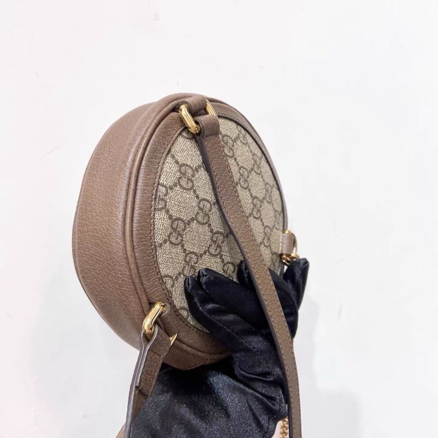 Gucci Ophidia系列老花Logo 帆布拼皮革小書包-4