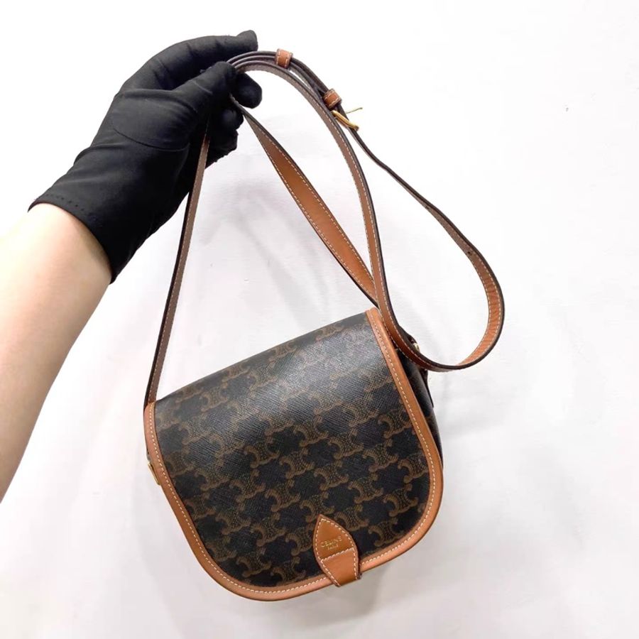 Celine 凱旋門老花 folco 馬鞍包-0