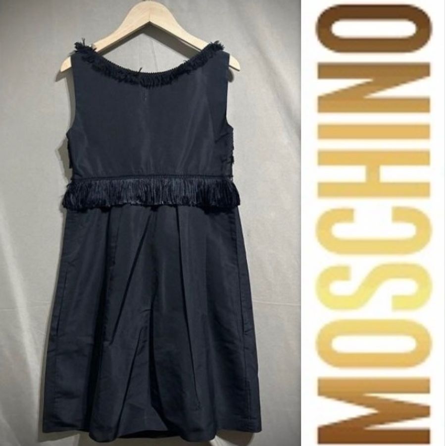 Moschino cheapandchic 流蘇荷葉小禮服 小黑裙 背心裙 女 S USA4-1