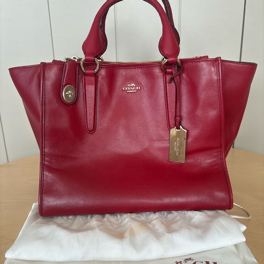 Coach Crosby carryallin leather 紅色羊皮 2Way手提包-5