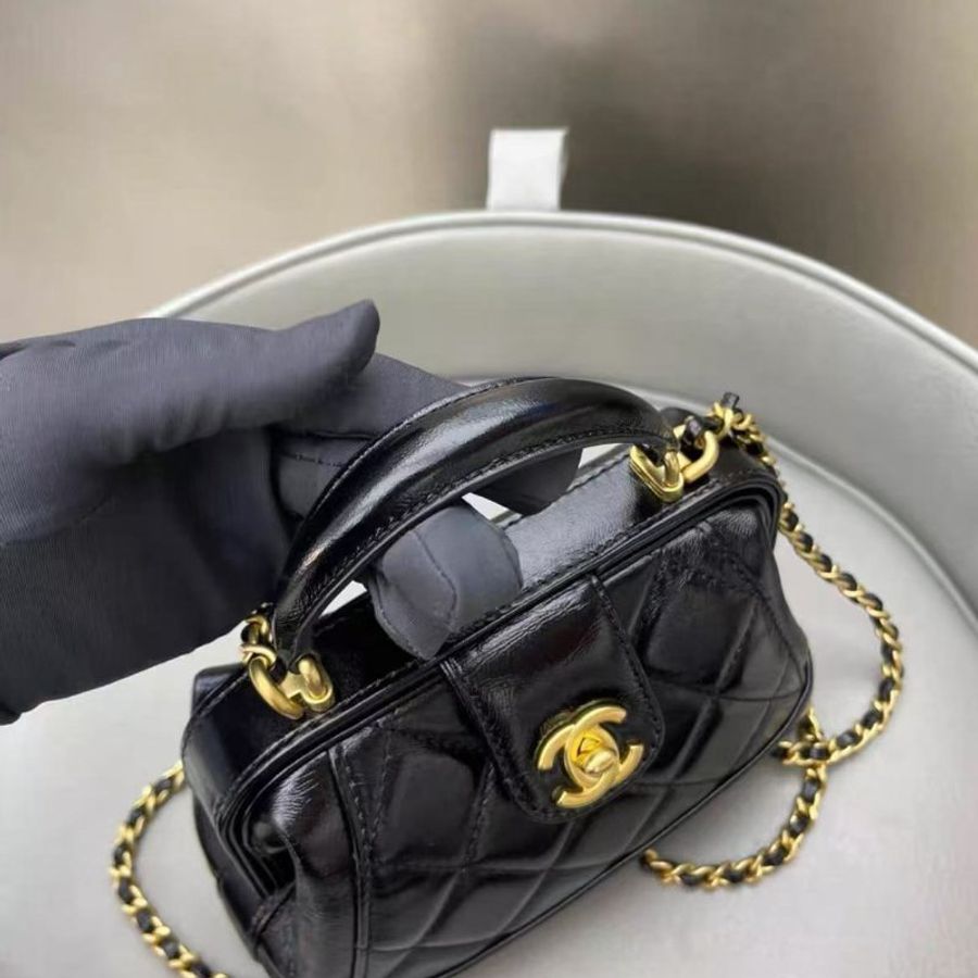 Chanel 黑金油蠟皮24A 醫生包小號18*12 99新配件塵袋-6