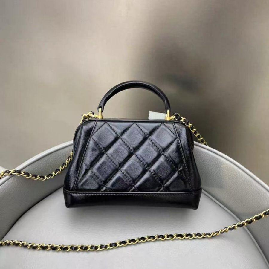 Chanel 黑金油蠟皮24A 醫生包小號18*12 99新配件塵袋-8