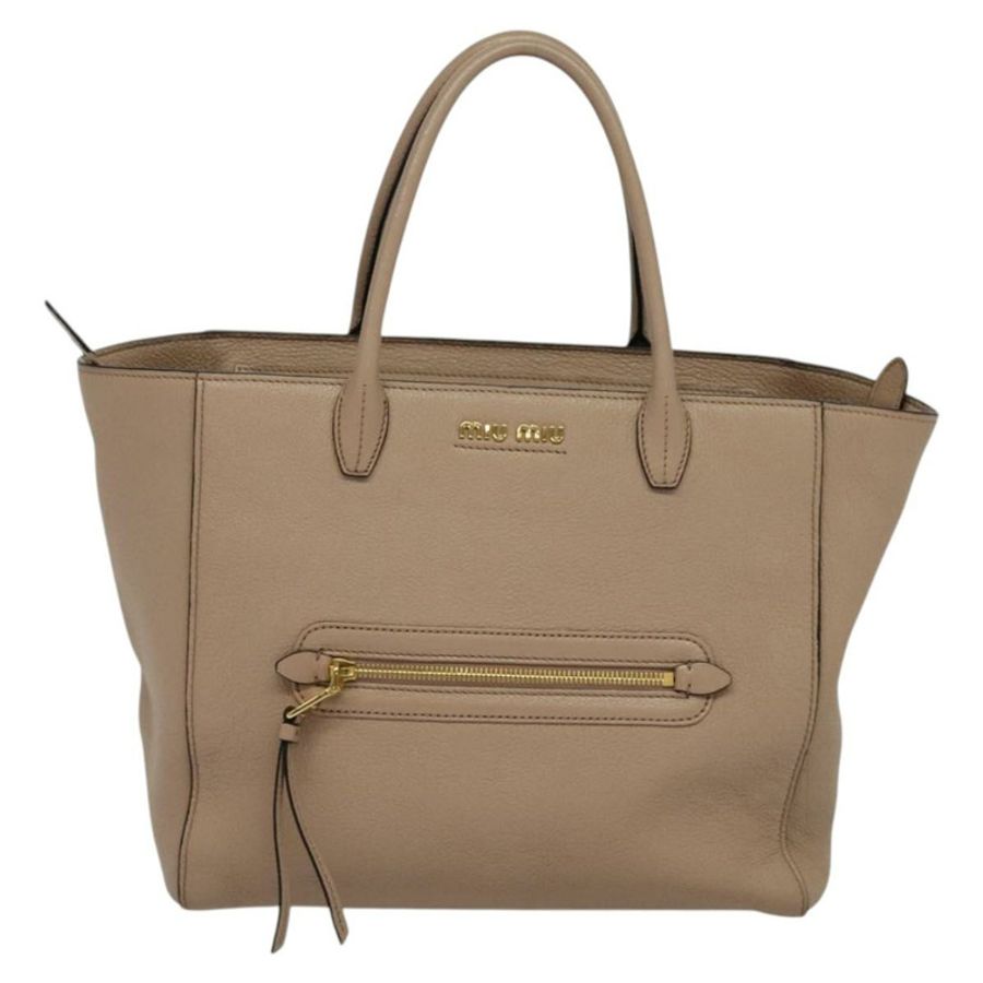 【日本直送】Miu Miu 皮革雙肩包 米色 金色 正品 122923-12
