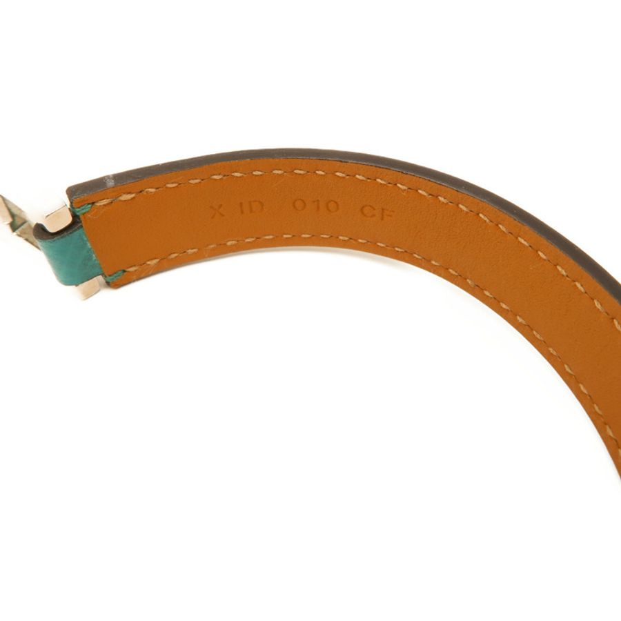 HERMES 【激減優惠】Epsom皮革Drag Double Bracelet銀扣手鏈Blue-8