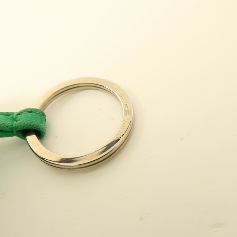 HERMES 【激減優惠】Swift皮革Carmen Key Ring銀扣鑰匙圈Green-8