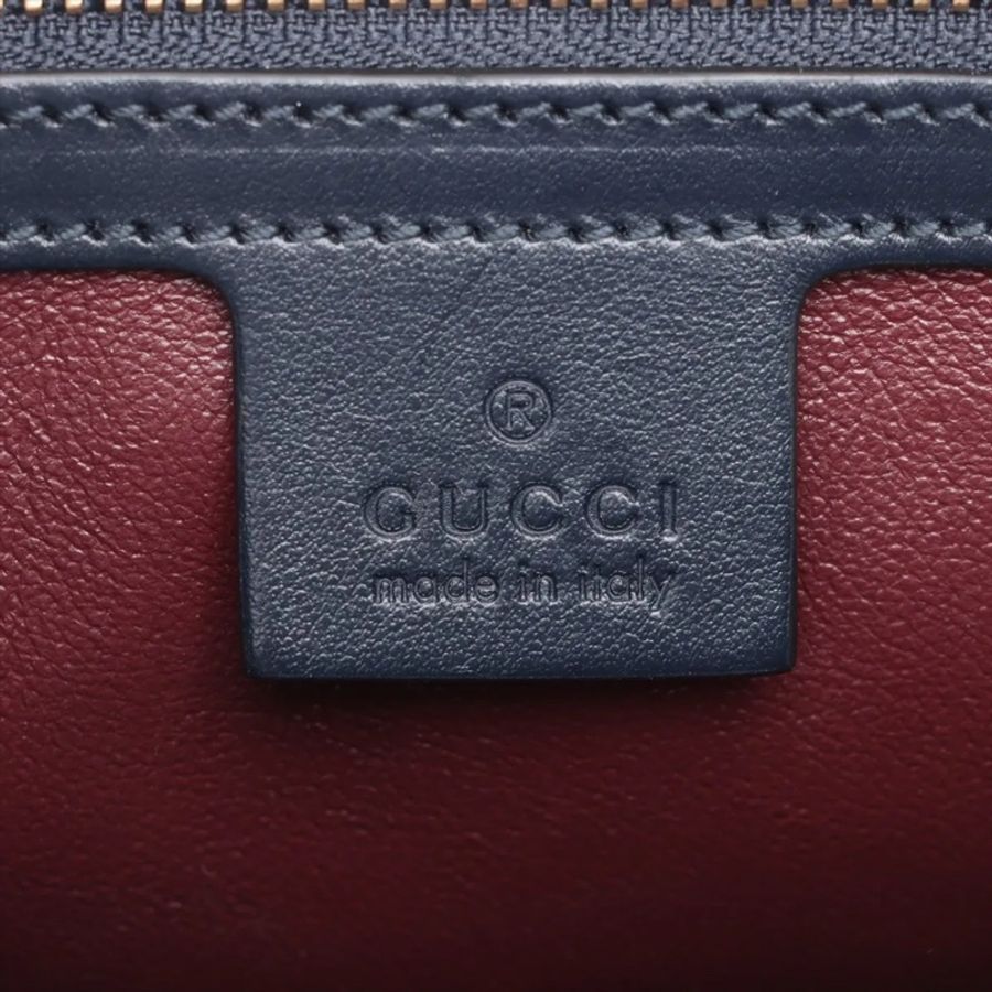 Gucci Horsebit 1955 navy x beige 2 Way Handbag 古馳皮拼布貝殼包-11
