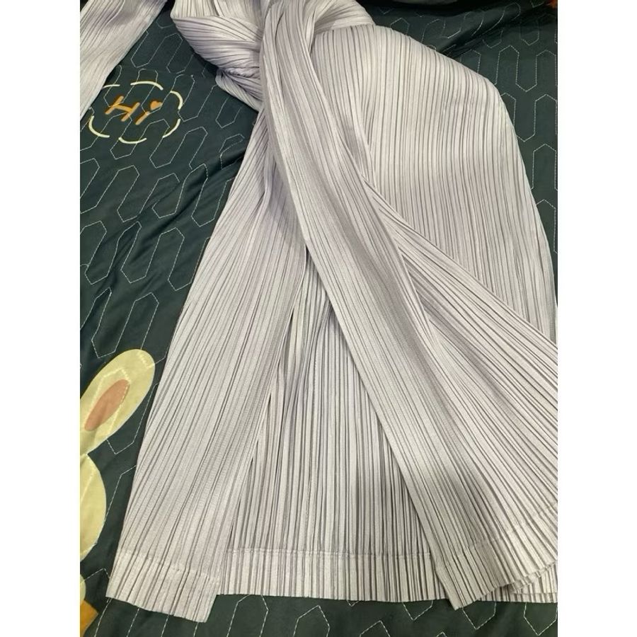 三宅一生issey miyake 造型領 開衩 淡薰衣草淺紫色💜長裙-10