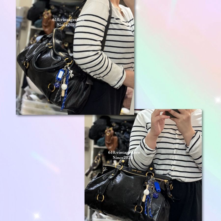 Miu Miu 黑金蝴蝶結🎀機車包-1