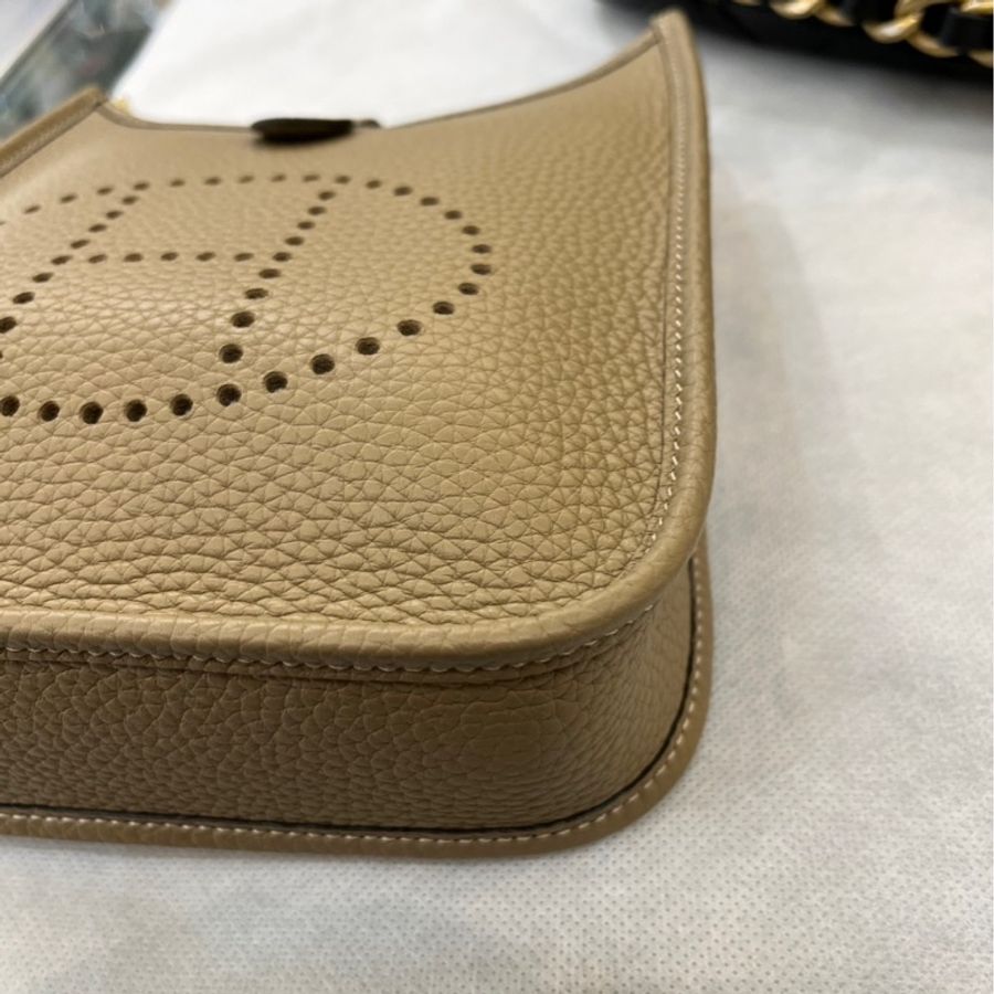 Hermes 愛馬仕 mini evelyne 16 餅乾色 金釦_W刻-15