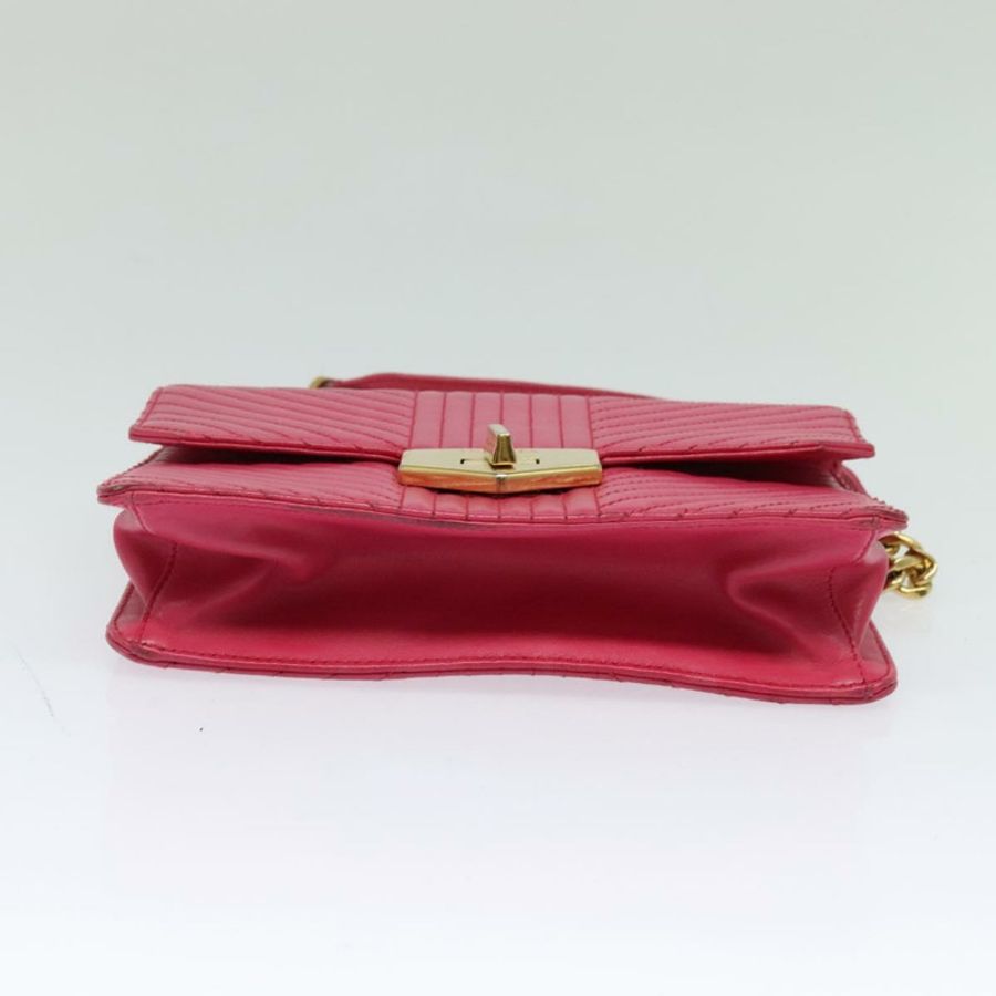 【日本直送】PRADA 鏈條單肩包 皮革 粉紅色 金飾 正品 122903-4