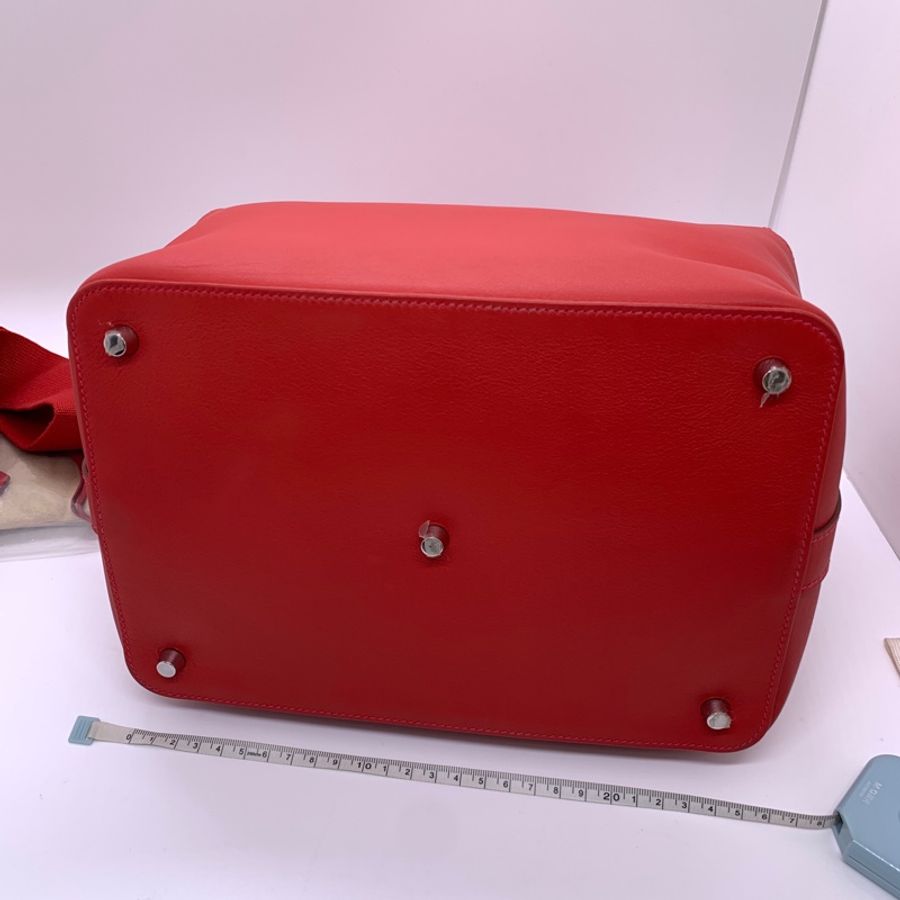 Hermes愛馬仕toolbox26牛奶盒子 手提單肩女包5e紅色swift皮銀扣P刻-18
