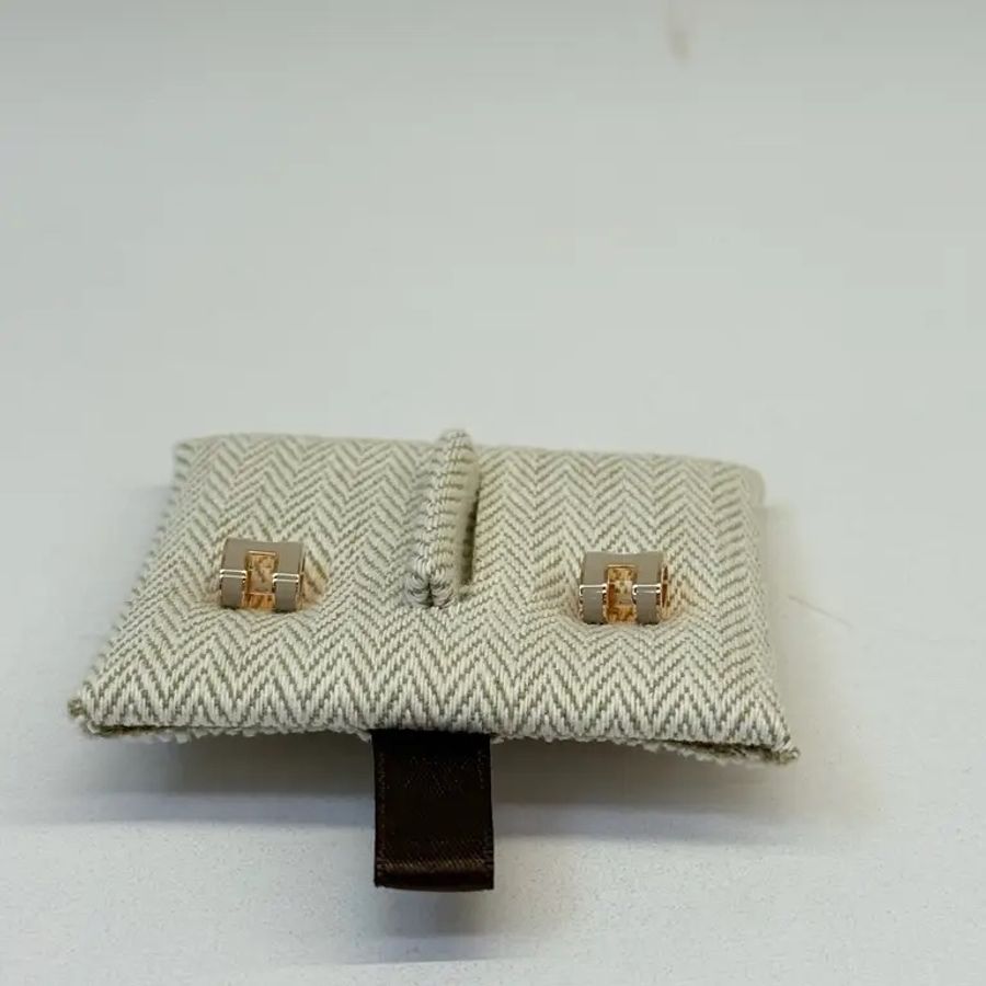 Hermes hop h奶茶金扣耳環-6