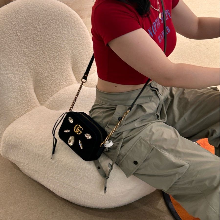 Gucci 寶石絲絨斜挎-3