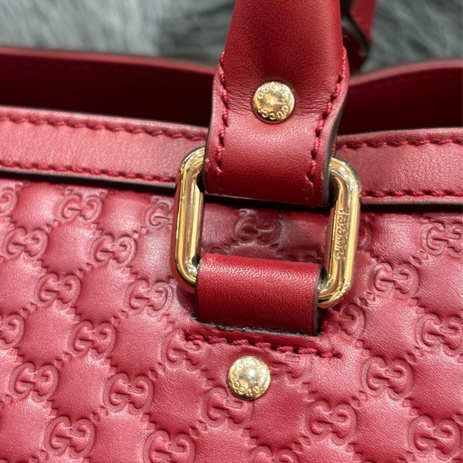 GUCCI 510290 GG LOGO 酒紅色牛皮壓紋 手提包公事包斜背包肩背包-10
