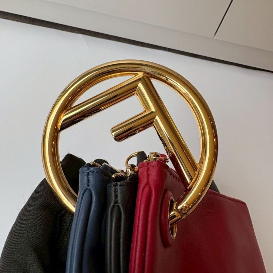 Fendi 三色皮革圓圈F手勾包 手拿包-7