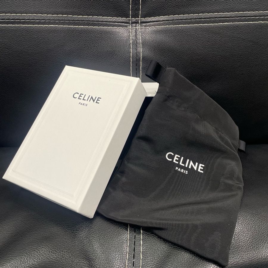CELINE / TRIOMPHE標誌印花小號翻蓋錢包 /黃褐色-23