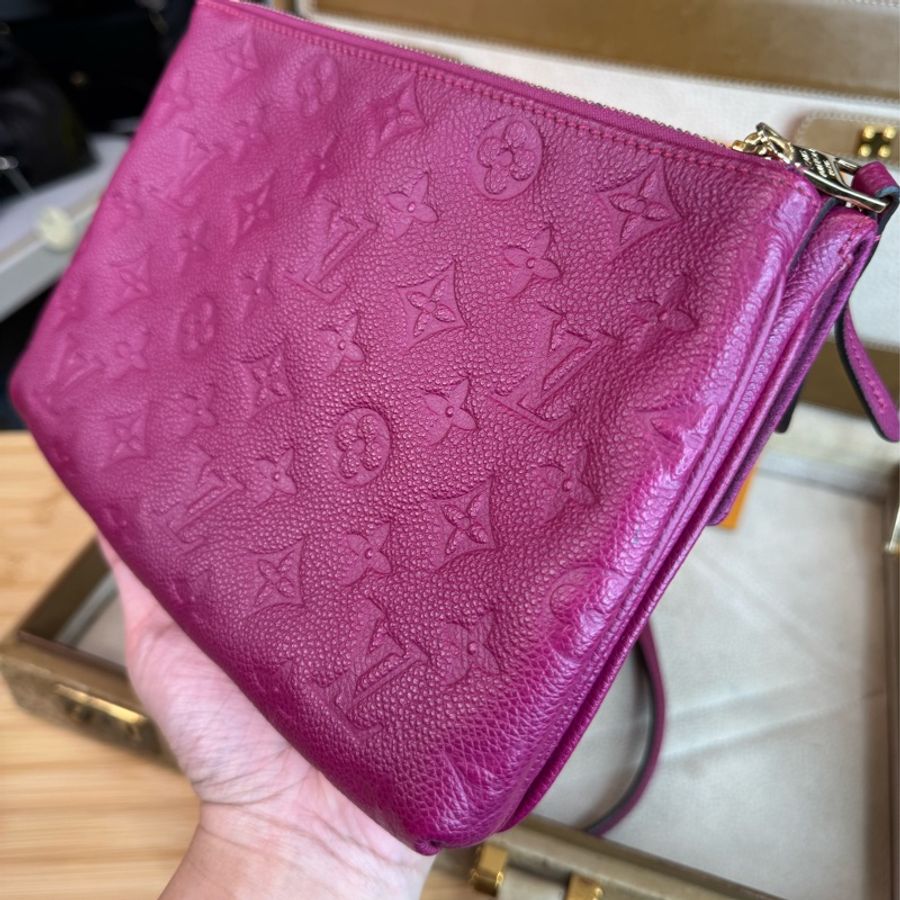 Louis Vuitton 桃色壓紋雙層信封包/斜背包💜超棒好物-10