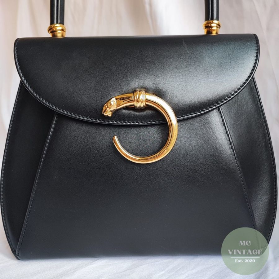 Cartier Panthere Leather Handbag 金豹 月牙扣 手提包-1