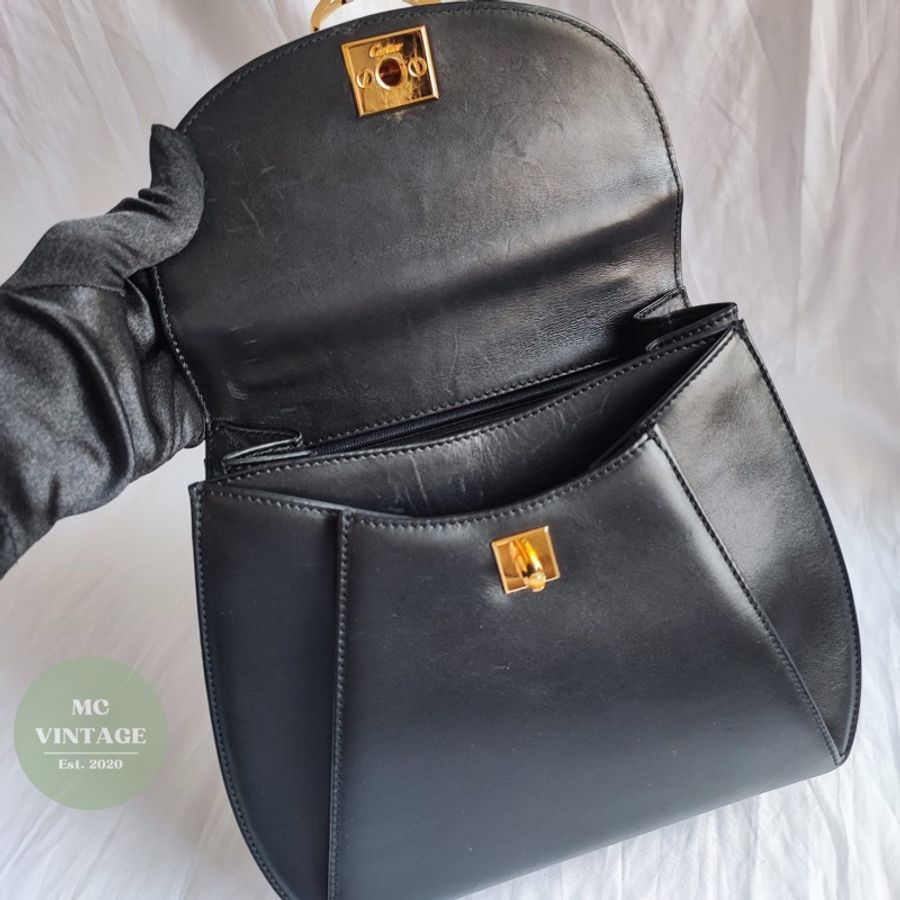 Cartier Panthere Leather Handbag 金豹 月牙扣 手提包-19