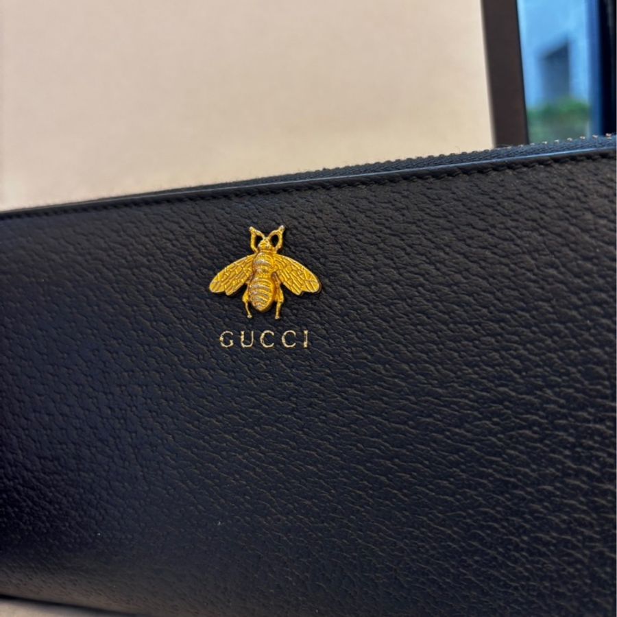 GUCCI ANIMALIER蜜蜂皮革拉鍊長夾-2