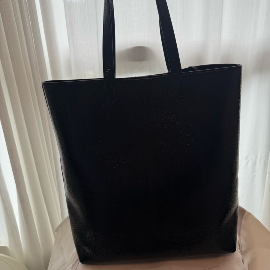 YSL 黑色油蠟皮 shopping tote-6