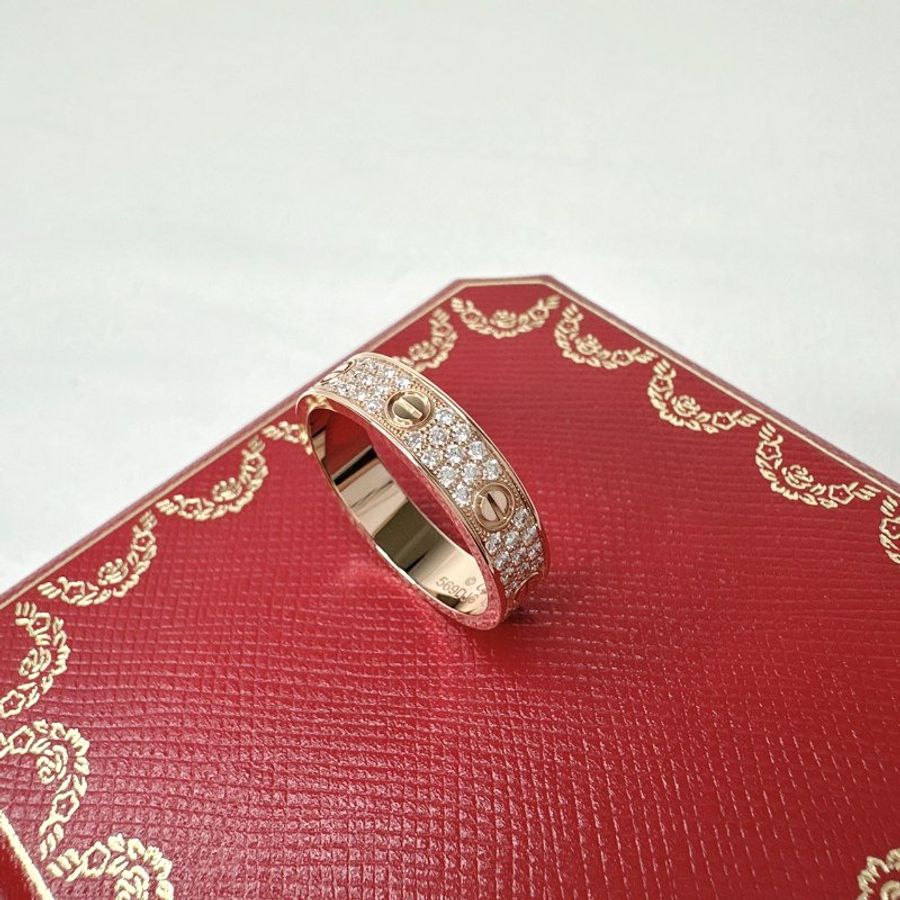 Cartier LOVE 18K滿天星玫瑰金男戒-8
