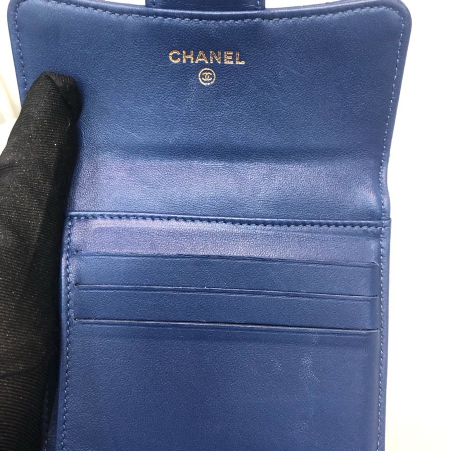 CHANEL 藍色三摺銀包 XA313-8