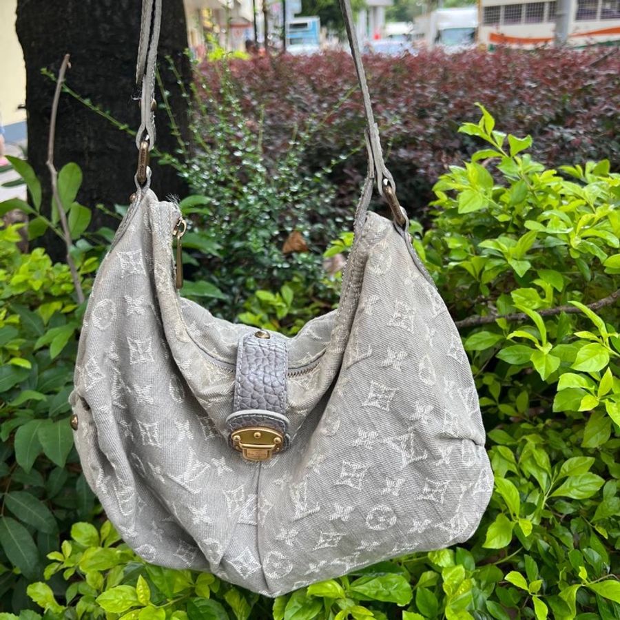 Louis Vuitton 中古 灰色 牛仔 單肩包 LV Vintage denim 丹寧-0