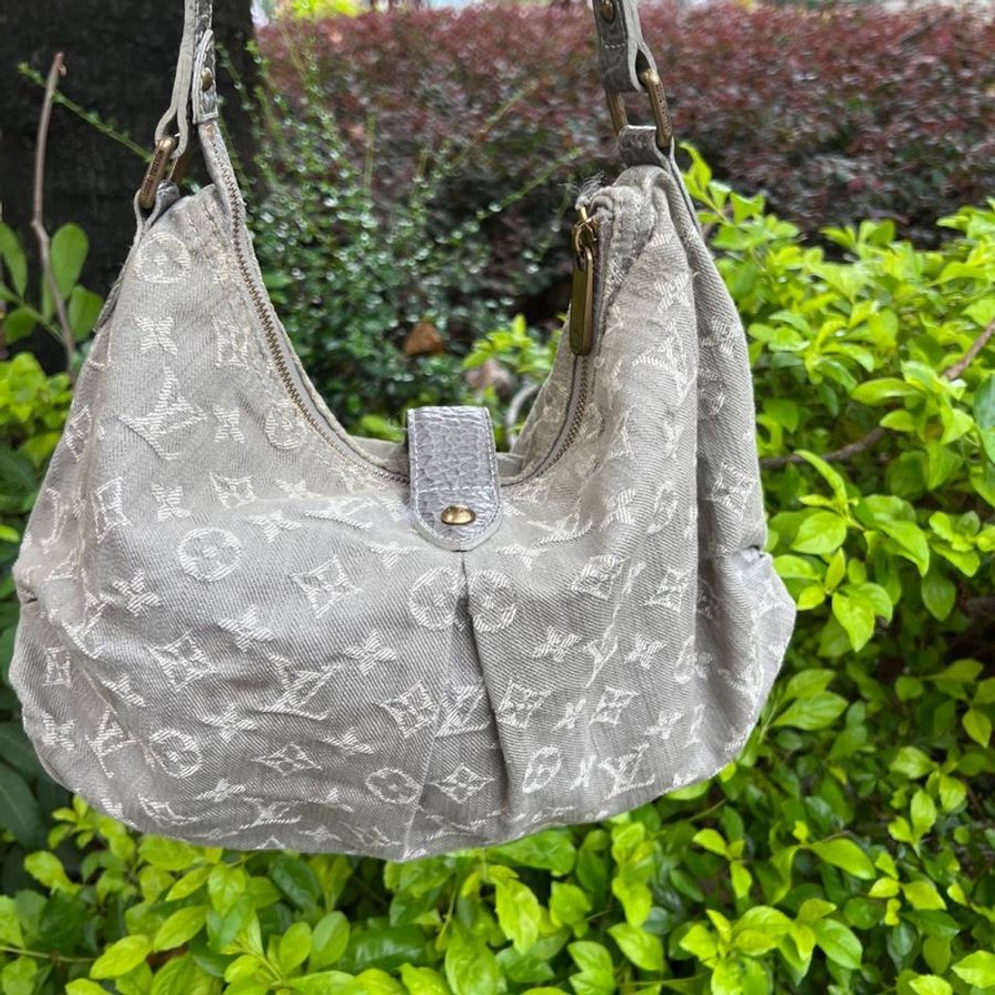 Louis Vuitton 中古 灰色 牛仔 單肩包 LV Vintage denim 丹寧-1