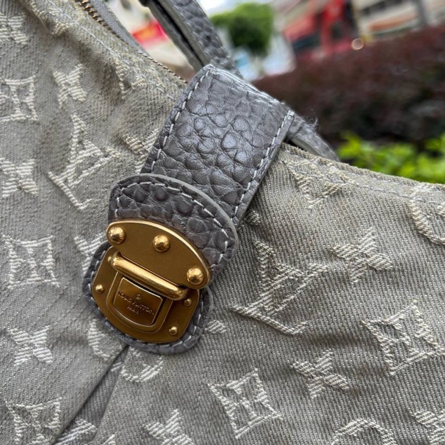 Louis Vuitton 中古 灰色 牛仔 單肩包 LV Vintage denim 丹寧-8