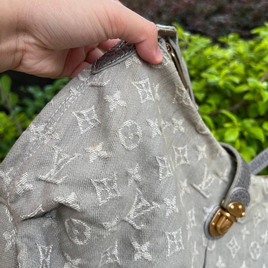 Louis Vuitton 中古 灰色 牛仔 單肩包 LV Vintage denim 丹寧-9