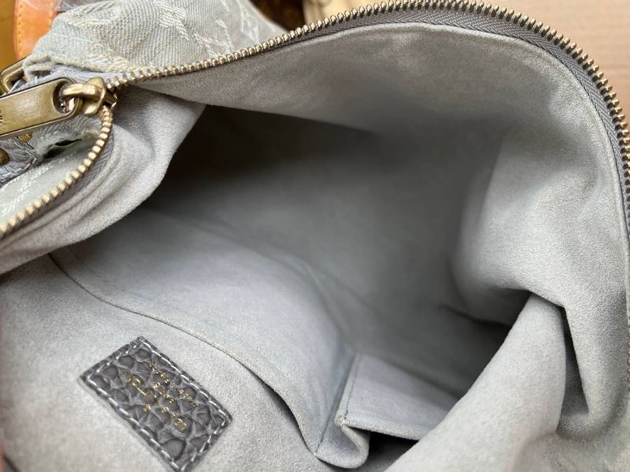 Louis Vuitton 中古 灰色 牛仔 單肩包 LV Vintage denim 丹寧-12
