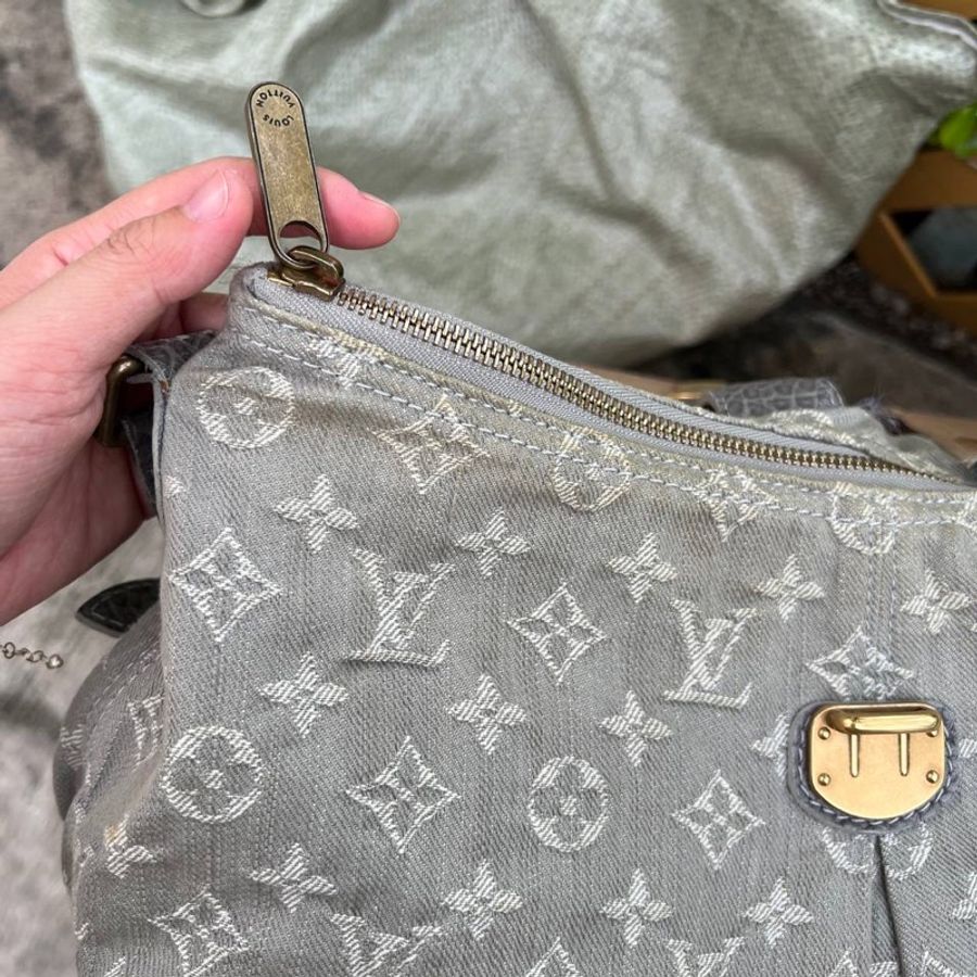 Louis Vuitton 中古 灰色 牛仔 單肩包 LV Vintage denim 丹寧-15