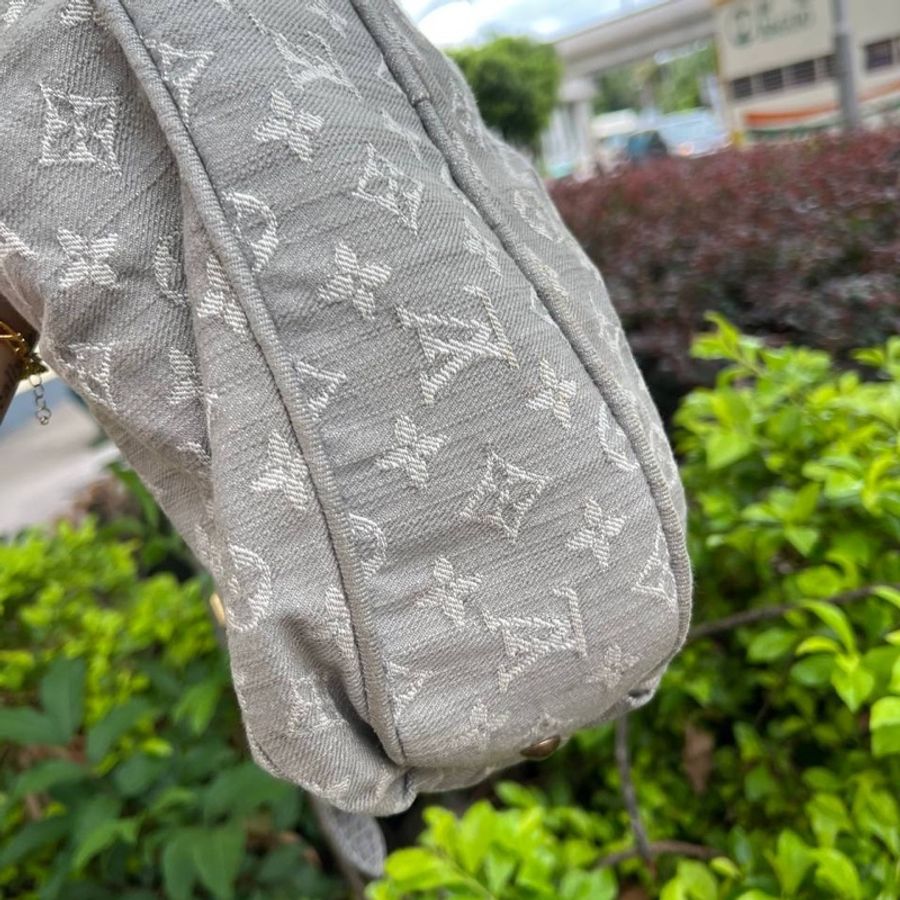 Louis Vuitton 中古 灰色 牛仔 單肩包 LV Vintage denim 丹寧-16