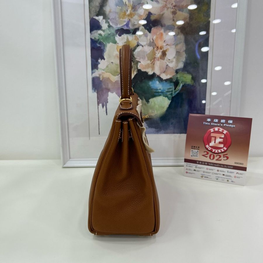 愛馬仕 Kelly 25 金棕金扣 福寶馬鞍皮 雙肩帶 K刻 全新全套 Hermes Kelly 25 Stamp K Gold color GHW Barenia Faubourg leather Double Straps Brand New full set-3