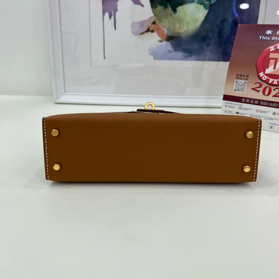 愛馬仕 mini Kelly 二代 B刻 金棕金扣 epsom皮 全膜全新全套 Brand New Hermes Mini Kelly II Stamp B, Gold Epsom GHW full set-4