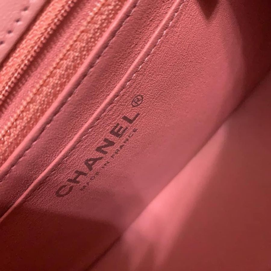 9成新Chanel 乾燥玫瑰粉17小方包,銀鏈-12