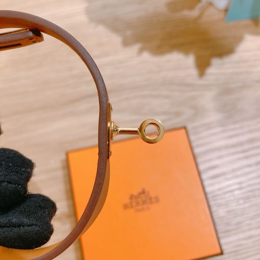 TW4277 Hermēs 愛馬仕凱莉金棕色 雙圈皮款手環 Mini Kelly Double Tour Bracelet T1-6
