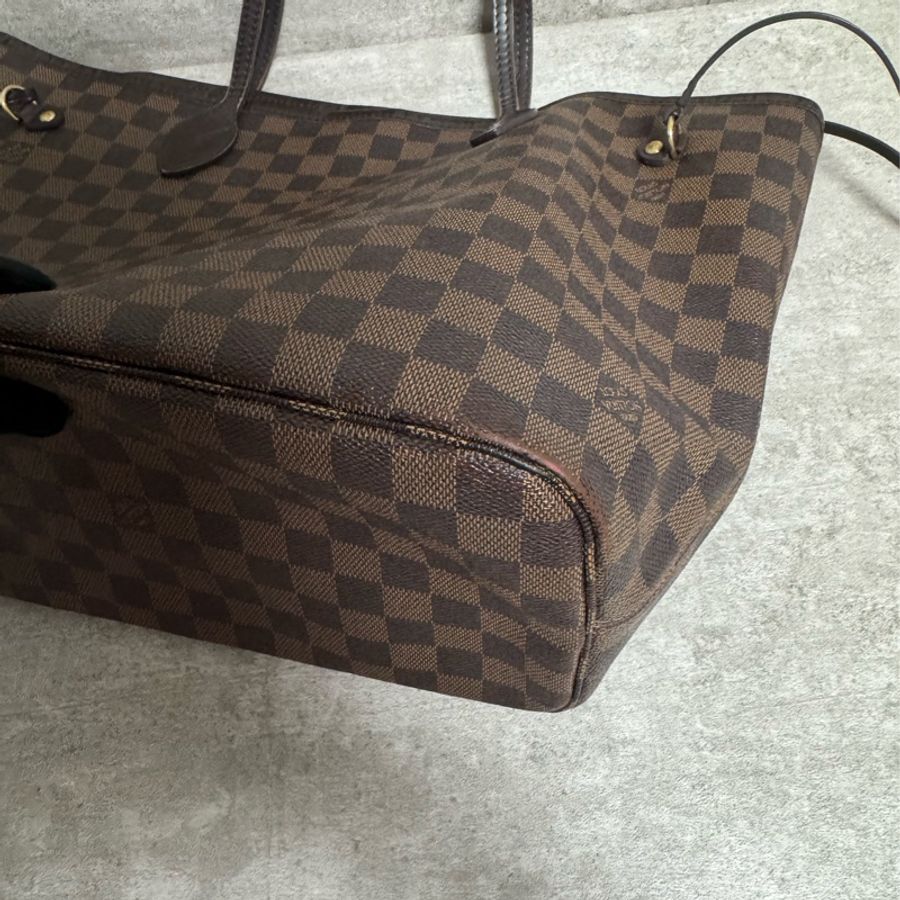 正品 Lv neverfull 黑色棋盤格購物包-11