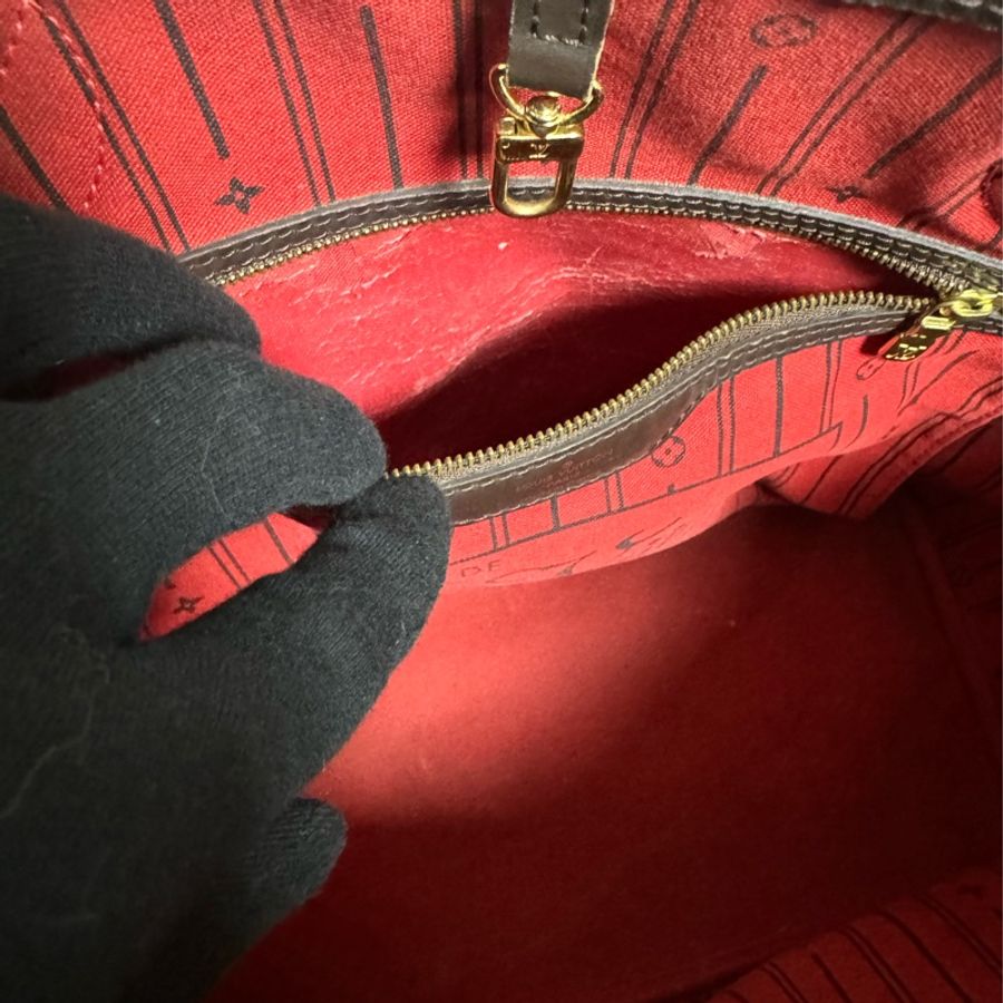 正品 Lv neverfull 黑色棋盤格購物包-15