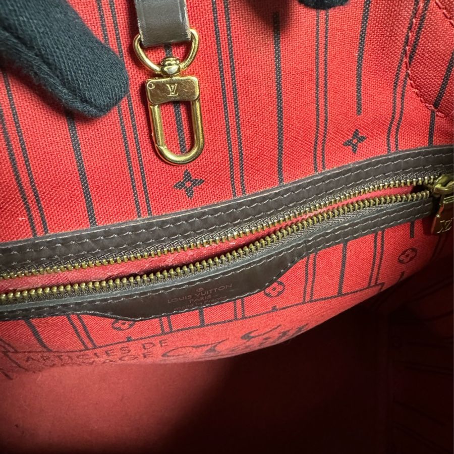 正品 Lv neverfull 黑色棋盤格購物包-16