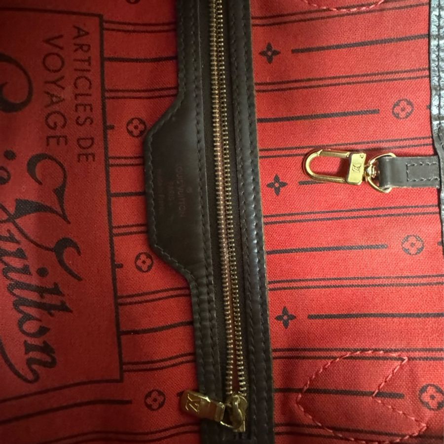 正品 Lv neverfull 黑色棋盤格購物包-18