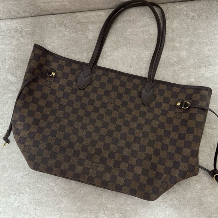 正品 Lv neverfull 黑色棋盤格購物包-19