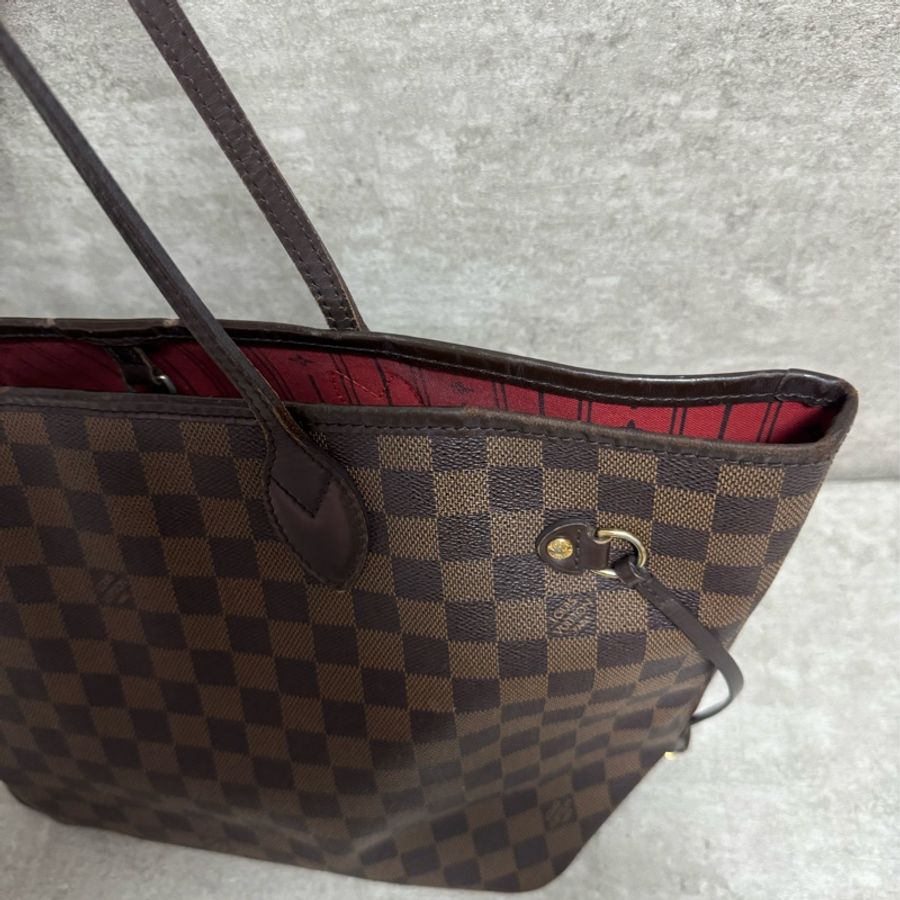 正品 Lv neverfull 黑色棋盤格購物包-22