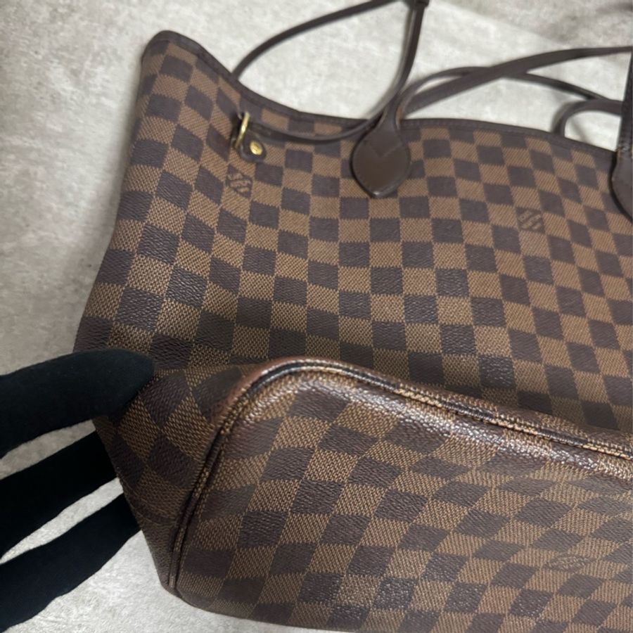 正品 Lv neverfull 黑色棋盤格購物包-27