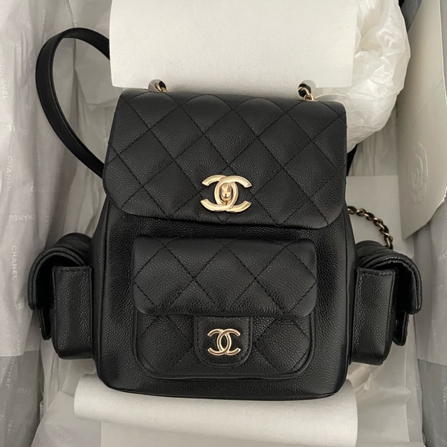 Chanel 黑金炸藥坦克 小後背包 閒置-0