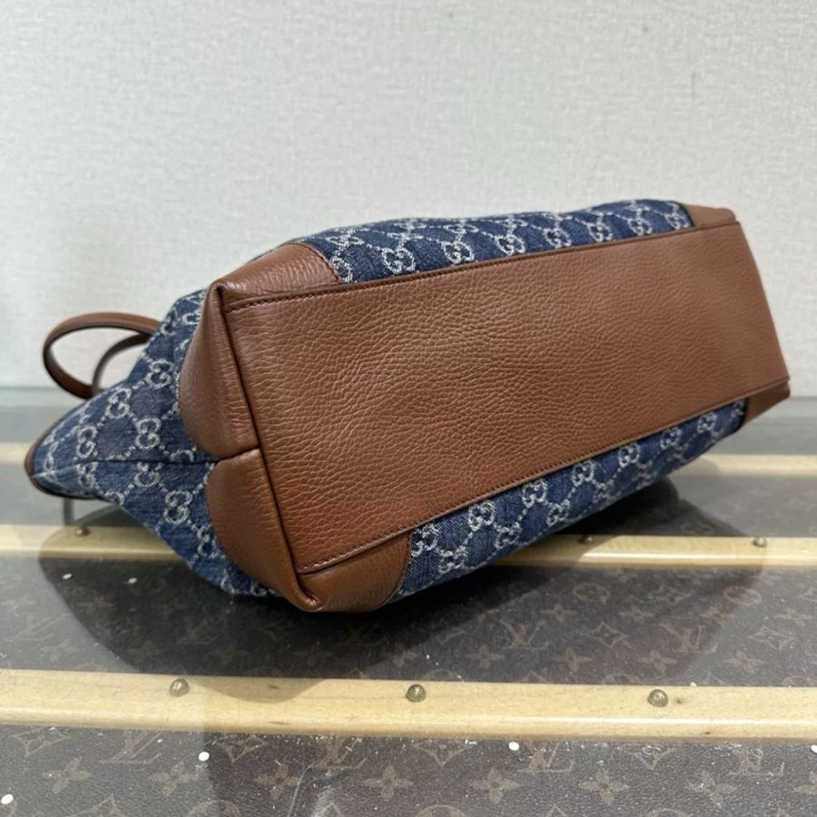 🈶台灣購證🉑肩背 #專櫃8萬入手 #99新 Gucci新款牛仔托特側肩背包🔥全網最低🔥-8
