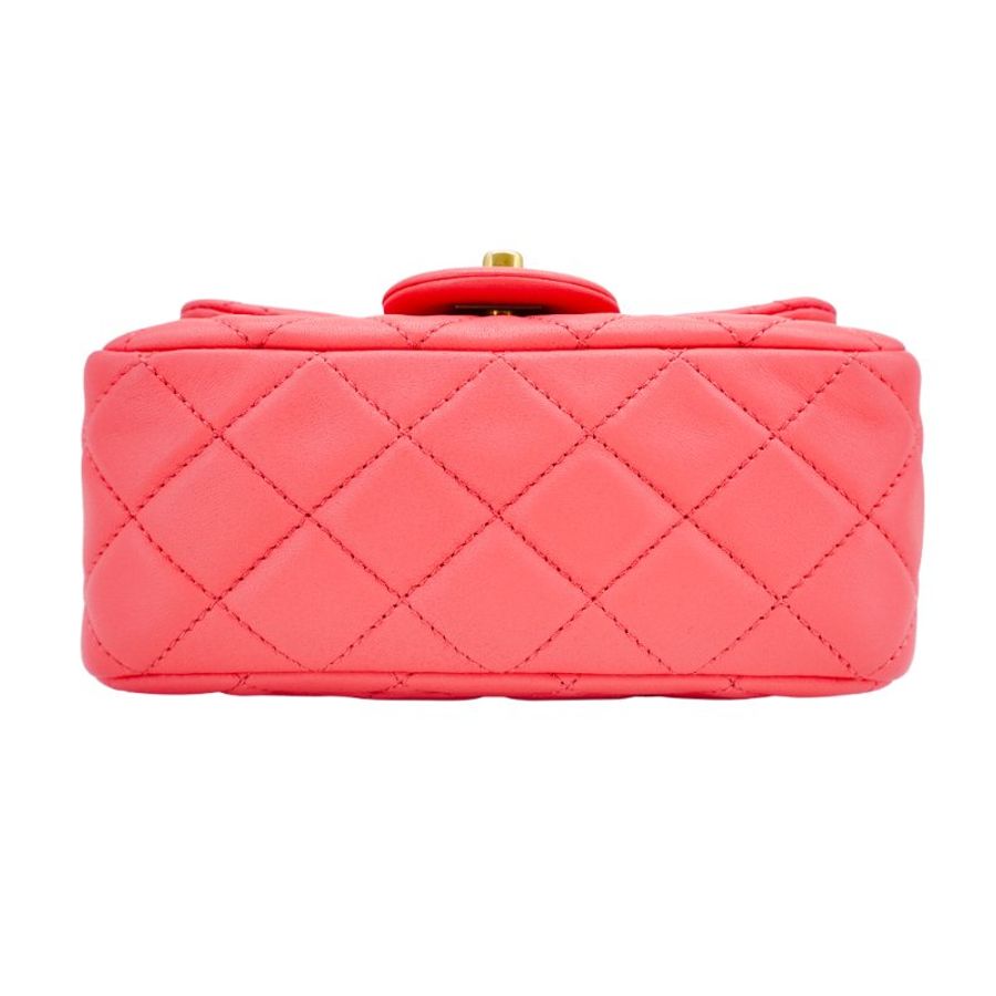 Chanel 菱格羊皮金球調節釦方胖斜背包-17cm(AS1786-蜜桃粉)-4