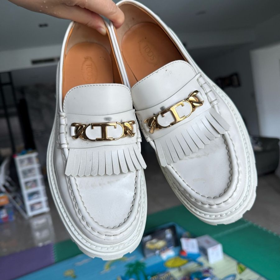 Tod’s loafer 白色流蘇增高樂福鞋38.5-28