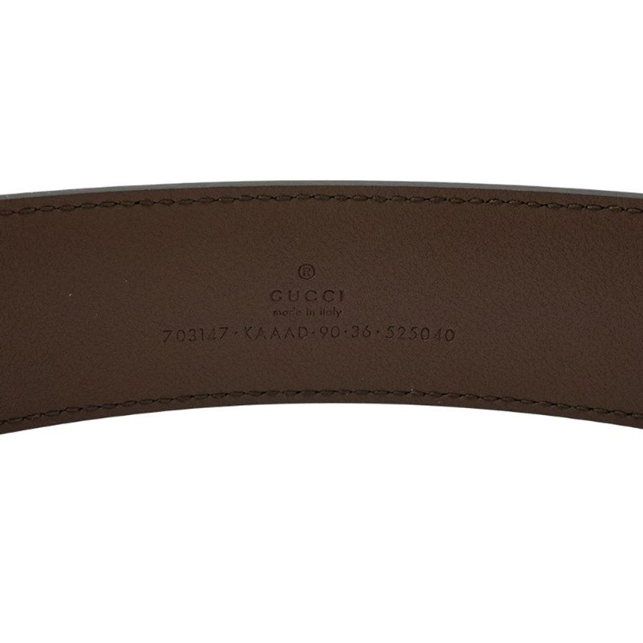Gucci GG Supreme 銀雙G logo皮帶/腰帶(703147-咖/烏木)-3